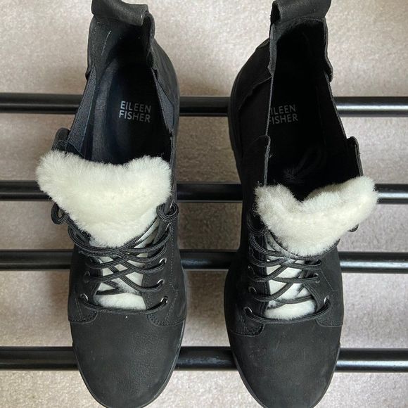 EILEEN FISHER Women Calm Leather Shearling Boots - NEW NWOB - Picture 2 of 8